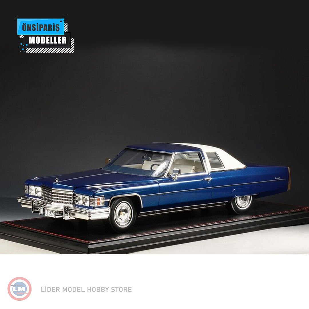 1:18 1974 Cadillac Coupe Deville - Regal Blue Firemist