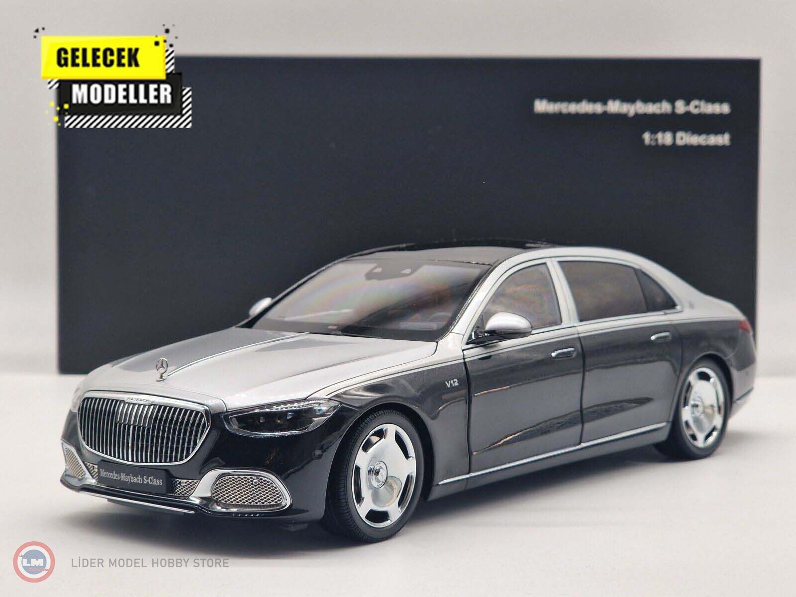 1:18 Almost Real 2021 MERCEDES-MAYBACH-S-CLASS- Hightech Silver/Obsidian Black