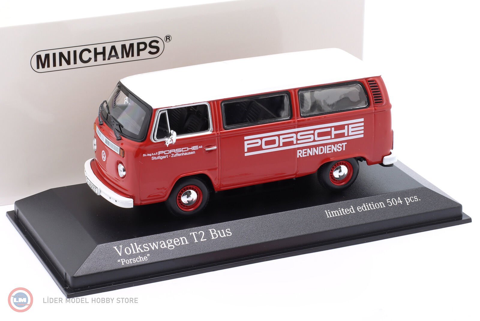 1:43 Minichamps 1972 Volkswagen T2 bus Porsche Renndienst