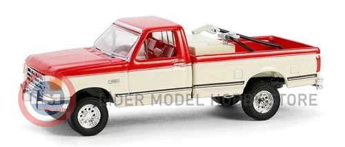 1:64 Greenlight 1991 Ford F-250 XLT Pickup with Fuel Tramsfer Tank in Scarlet