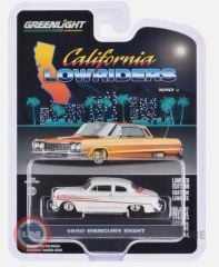 1:64 Greenlight 1950 Mercury Eight Coupe in Matte White with Metallic Orange Scallops