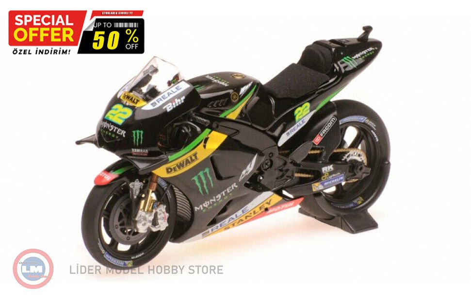 1:18 2016 Yamaha YZR-M1 #22 MONSTER TECH3 ALEX LOWES Motosiklet