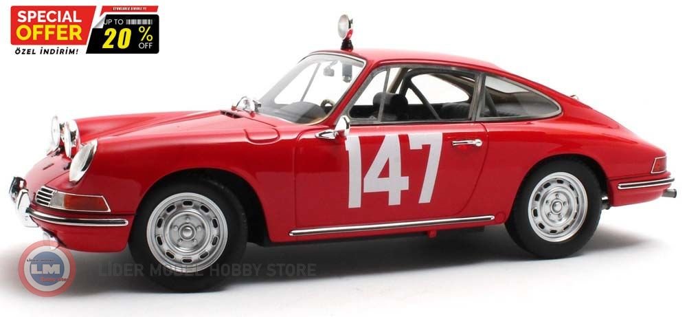 1:18 1965 Porsche 911S Coupe 147 Class Winner Rally Monte Carlo