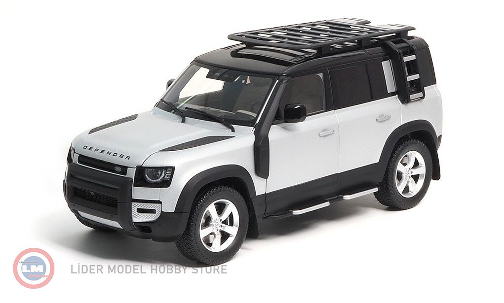1:18 2020 Land Rover Defender 110 Roof Pack Satin Indus Silver