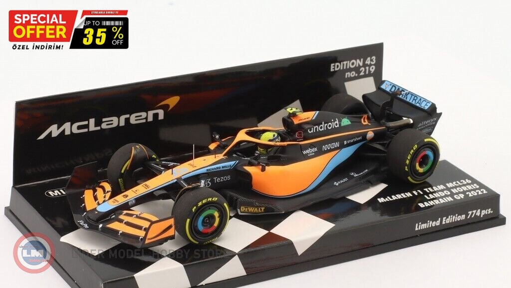 1:43 Minichamps 2022 Mclaren F1 TEAM MCL36 LANDO NORRIS Formula 1