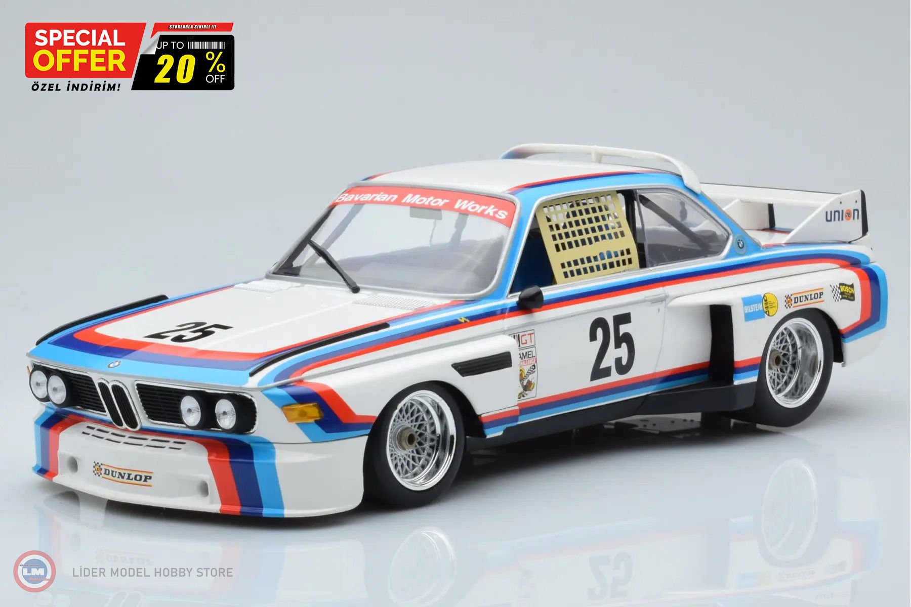 1:18 Minichamps 1975 BMW 3.0 CSL E9 H. Stuck No25 IMSA Series Sebring Laguna