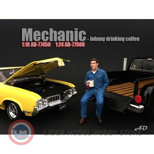 1:18 American Diorama '' Mechanic '' Johnny drinking coffee 77450