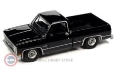 1:64 AutoWorld 1985 Chevy Silverado Pickup Truck (Lowered Version) (Gloss Black)