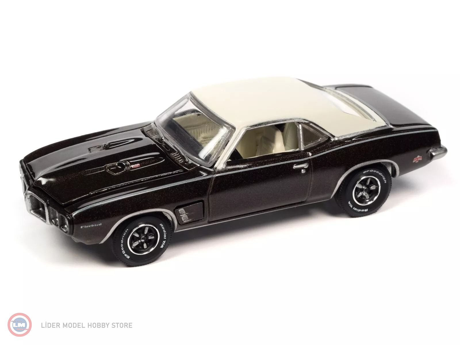 1:64 AutoWorld 1969 Pontiac Firebird (Expresso Brown Poly with Flat White Roof)