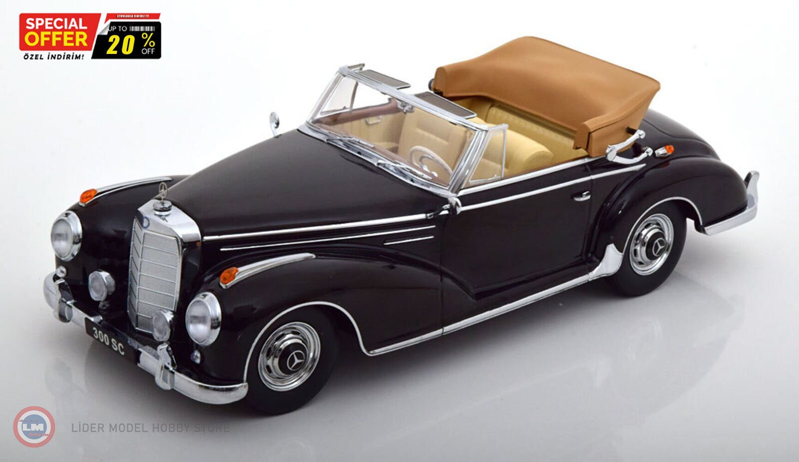 1:18 KK Scale 1957 Mercedes Benz 300 SC W188 Cabrio