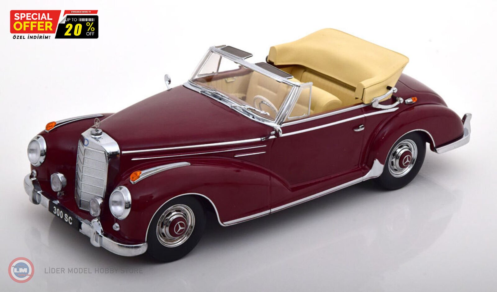 1:18 KK Scale 1957 Mercedes Benz 300 SC W188 Cabrio