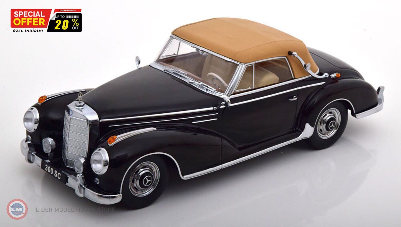1:18 KK Scale 1957 Mercedes Benz 300 SC W188 Cabrio  Softtop