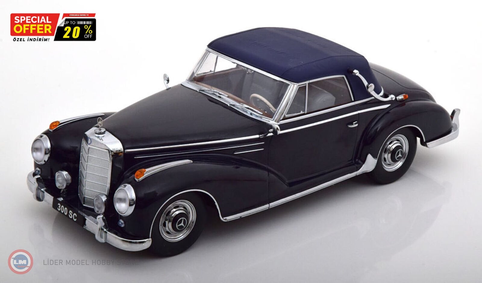 1:18 KK Scale 1957 Mercedes Benz 300 SC W188 Cabrio  Softtop
