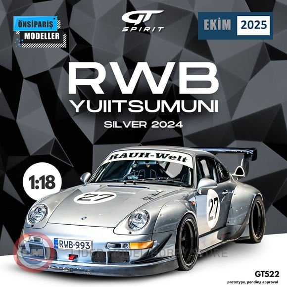 1:18 2024 Porsche 911 RWB Yuiitsumuni Silver