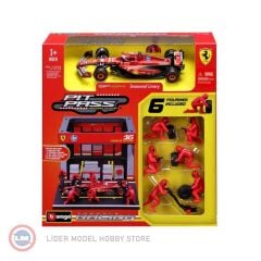 1:43 Burago Ferrari F1 SF-24 DIORAMA GARAGE PIT-STOP #16 CHARLES LECLERC