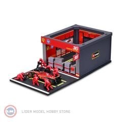 1:43 Burago Ferrari F1 SF-24 DIORAMA GARAGE PIT-STOP #16 CHARLES LECLERC