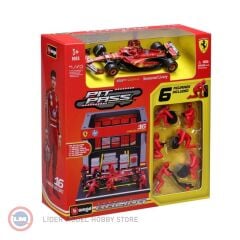 1:43 Burago Ferrari F1 SF-24 DIORAMA GARAGE PIT-STOP #16 CHARLES LECLERC