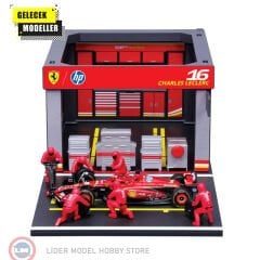 1:43 Burago Ferrari F1 SF-24 DIORAMA GARAGE PIT-STOP #16 CHARLES LECLERC
