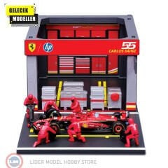 1:43 Burago Ferrari F1 SF-24 DIORAMA GARAGE PIT-STOP #55 CARLOS SAINZ