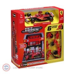 1:43 Burago Ferrari F1 SF-24 DIORAMA GARAGE PIT-STOP #55 CARLOS SAINZ