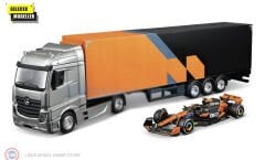 1:43 Burago Mercedes Benz ACTROS + TRAILER + Mclaren MCL 38 #4 LANDO NORRIS 2024