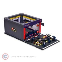 1:43 Burago Red Bull F1 RB19 DIORAMA GARAGE PIT-STOP #1 SEASON MAX VERSTAPPEN
