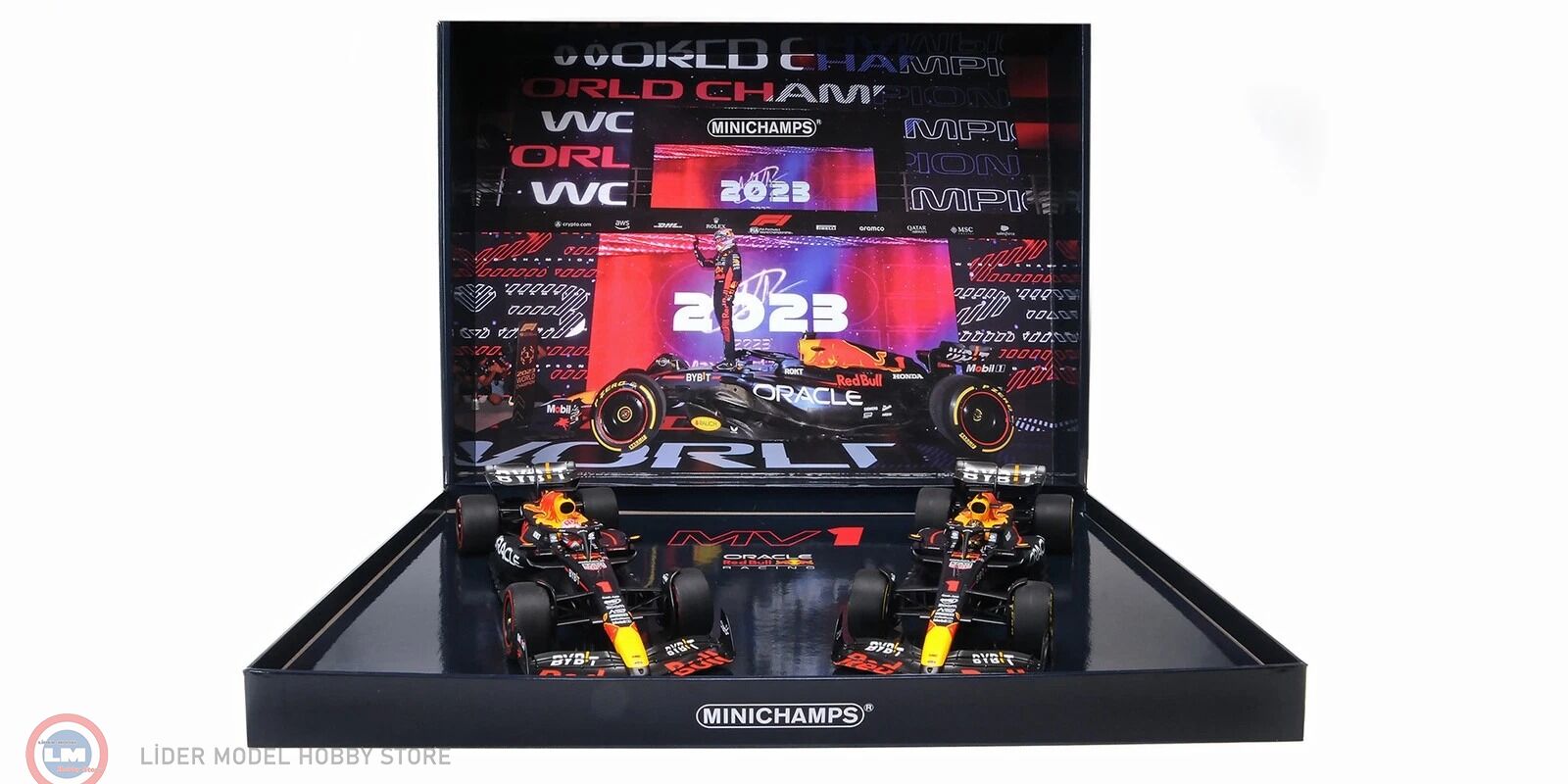 1:18 Minichamps 2'li Set Redbull RB19 Formula 1 Team Oracle #1 Max Verstappen