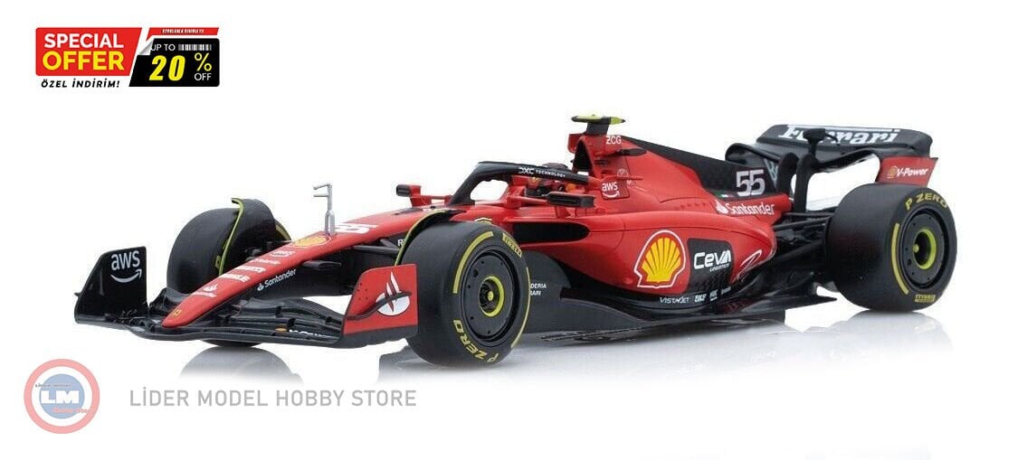 1:18 Burago  Ferrari SF-23 F1 #55 CARLOS SAINZ SEASON CAR Formula 1  2023