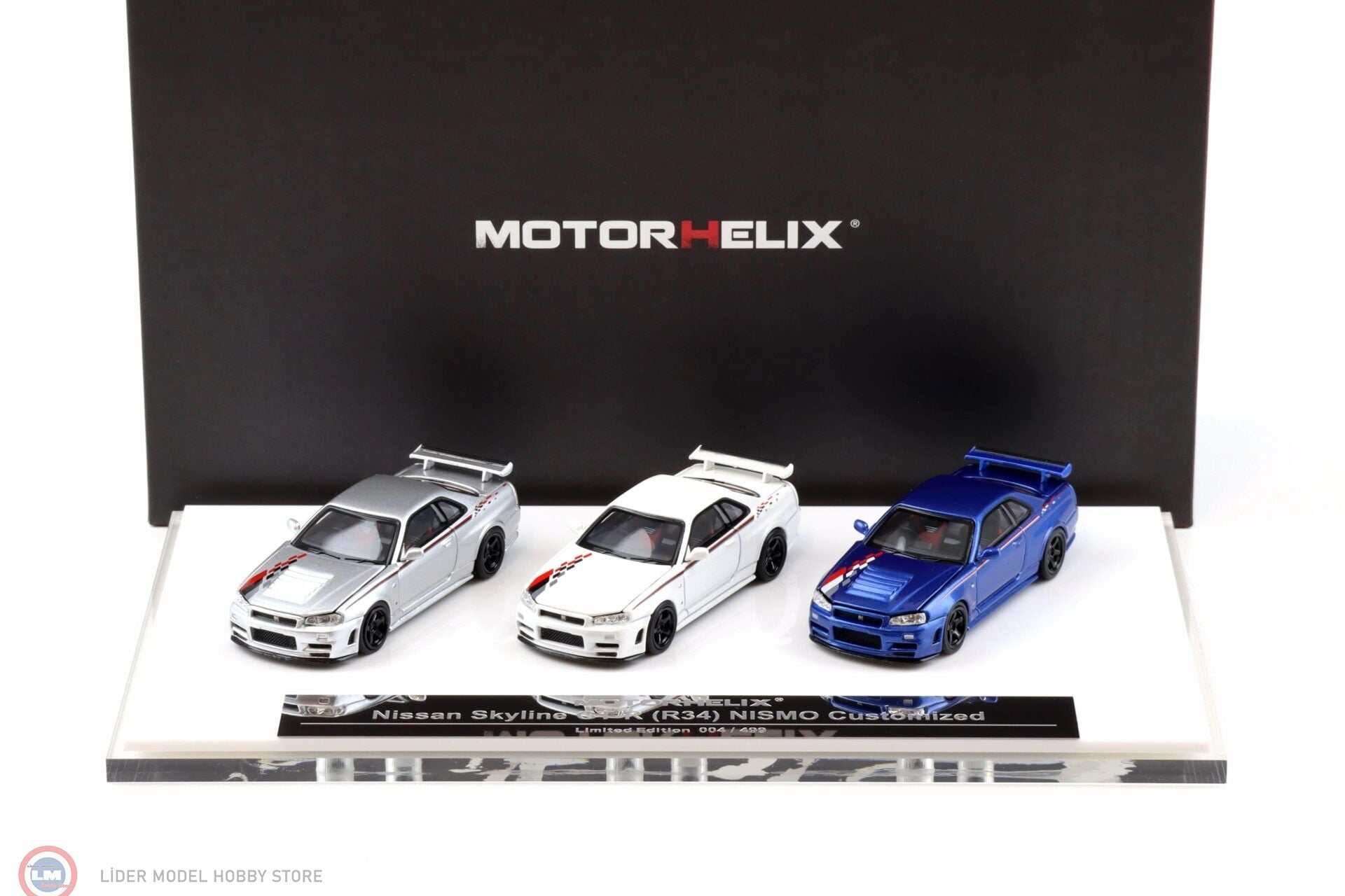 1:64 Motorhelix Nissan Skyline GT-R R34 Nismo Car Set Limited 499