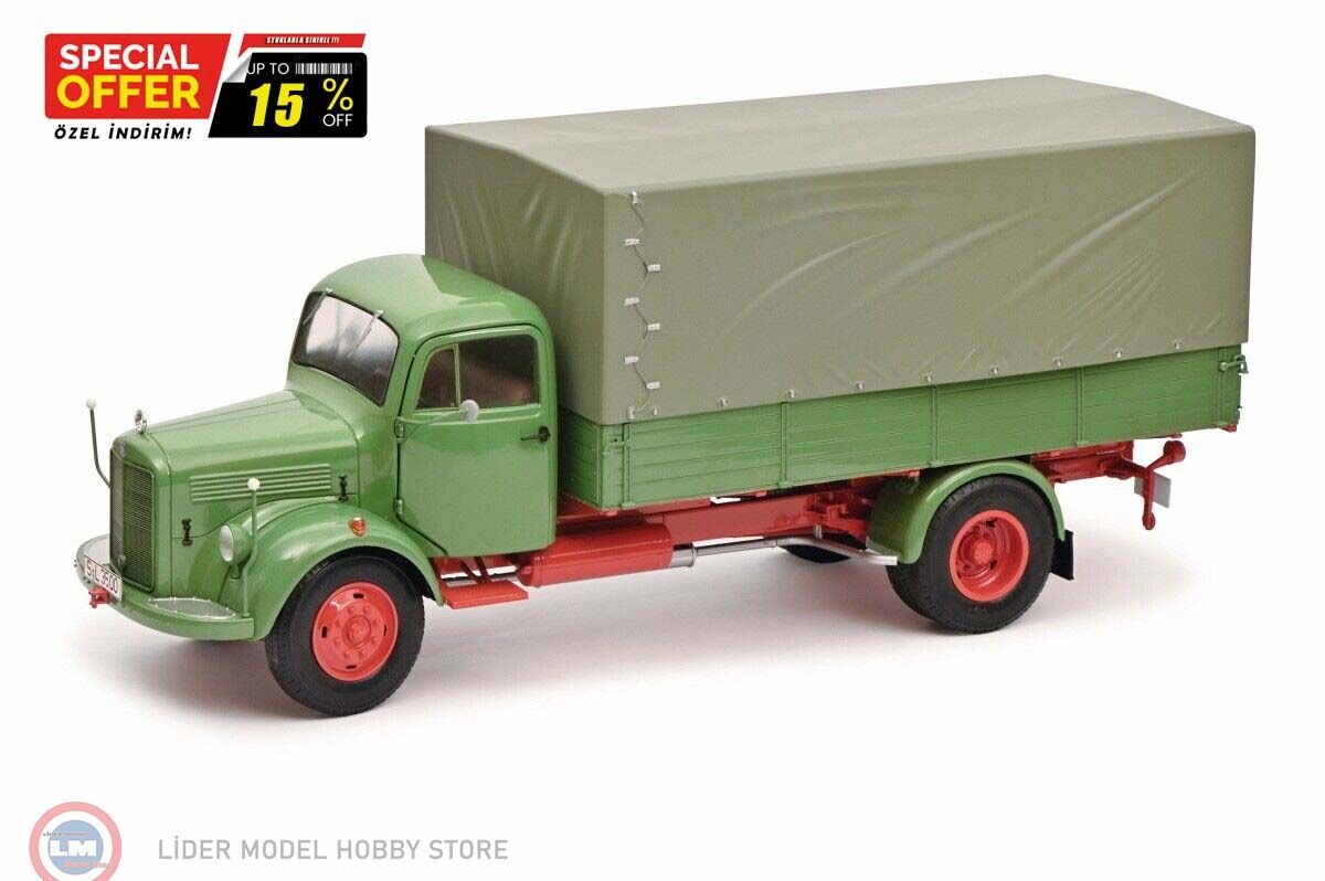 1:18 Schuco 1950 Mercedes Benz L3500 Flatbed truck with tarpaulin