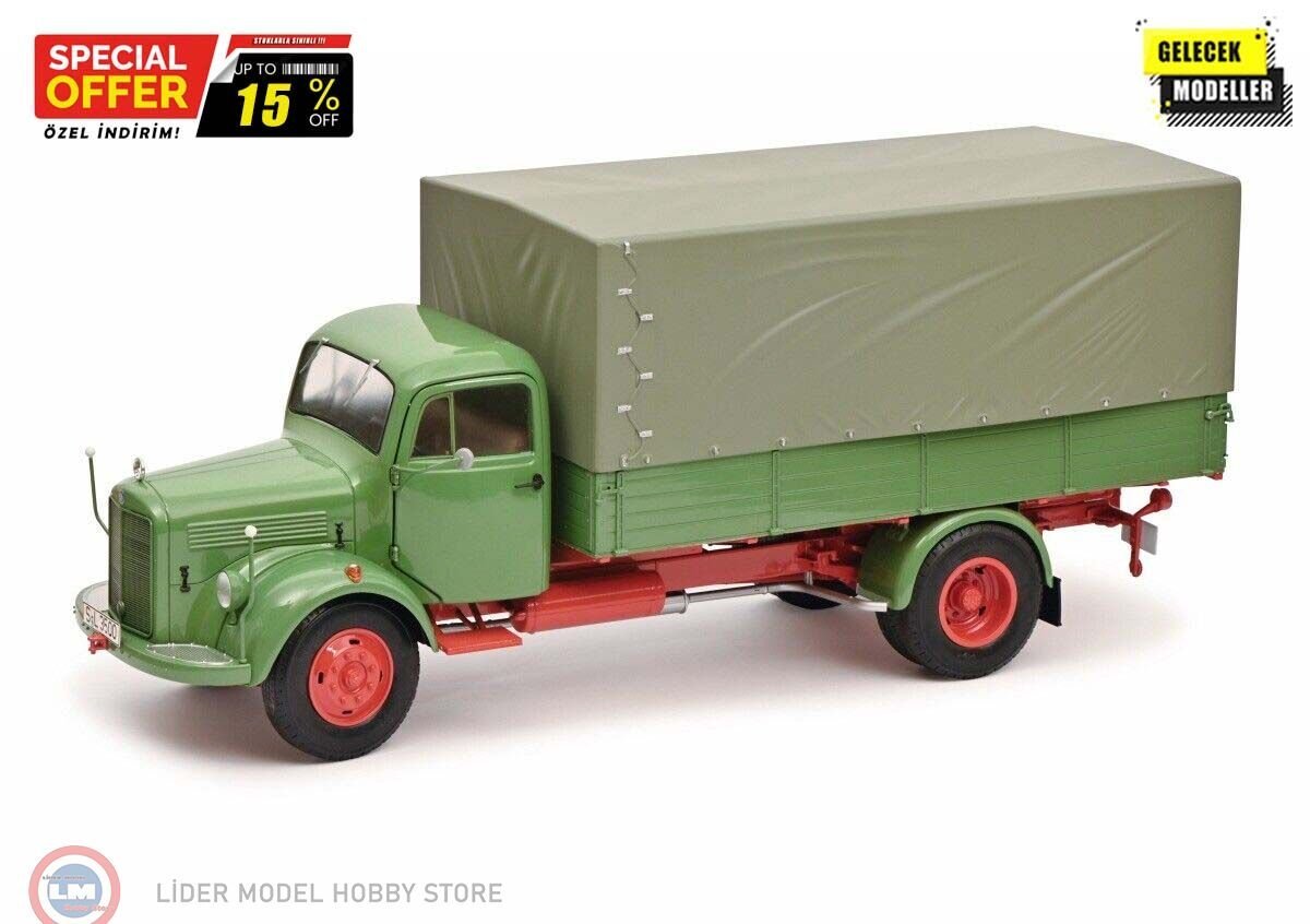 1:18 Schuco 1950 Mercedes Benz L3500 Flatbed truck with tarpaulin