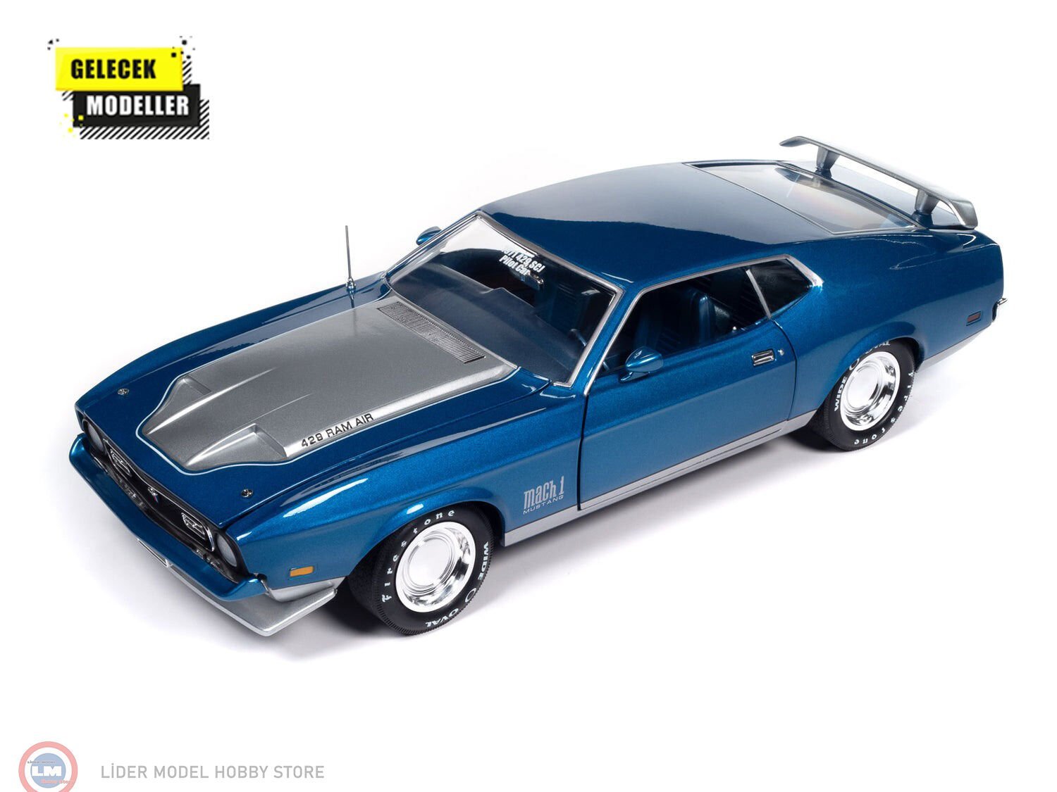 1:18 AutoWorld 1971 Ford Mustang Mach 1 (MCACN) Code Q Med Blu