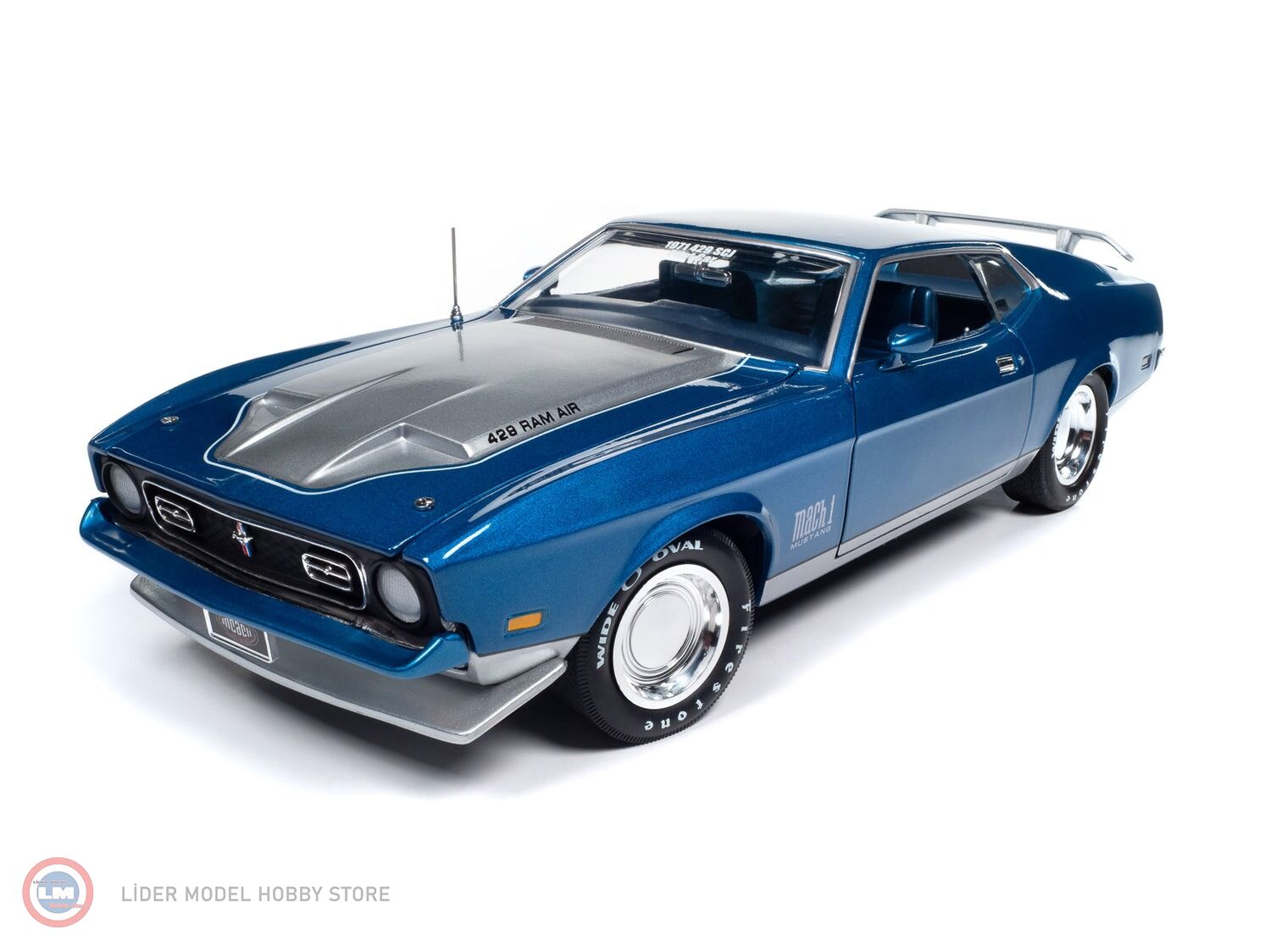 1:18 AutoWorld 1971 Ford Mustang Mach 1 (MCACN) Code Q Med Blu