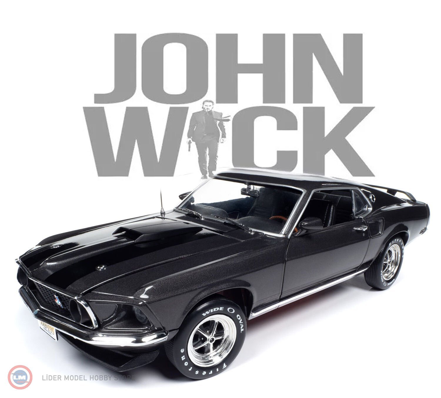 1:18 AutoWorld 1969 Ford Mustang John Wick MOVIE EDITION
