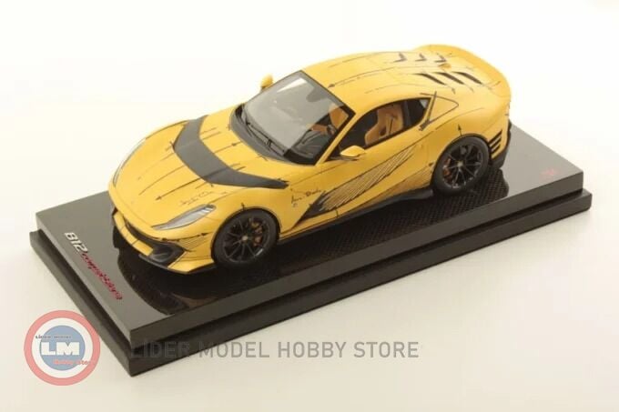 1:18 Ferrari 812 Competizione - Matt Yellow with Sketch Genuine Carbon Base