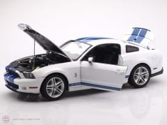 1:18 Greenlight 2011 Ford Shelby GT500 - Performance White with Grabber Blue Stripes
