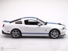 1:18 Greenlight 2011 Ford Shelby GT500 - Performance White with Grabber Blue Stripes