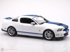 1:18 Greenlight 2011 Ford Shelby GT500 - Performance White with Grabber Blue Stripes