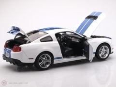 1:18 Greenlight 2011 Ford Shelby GT500 - Performance White with Grabber Blue Stripes