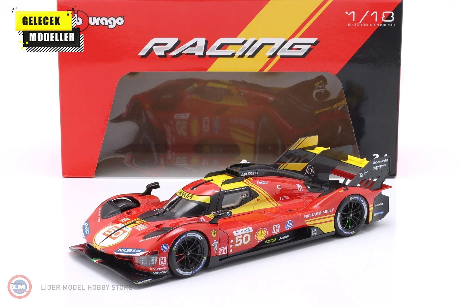 1:18 Burago Ferrari 99P #50 - Winner Le Mans 2024 Driven by Fuoco