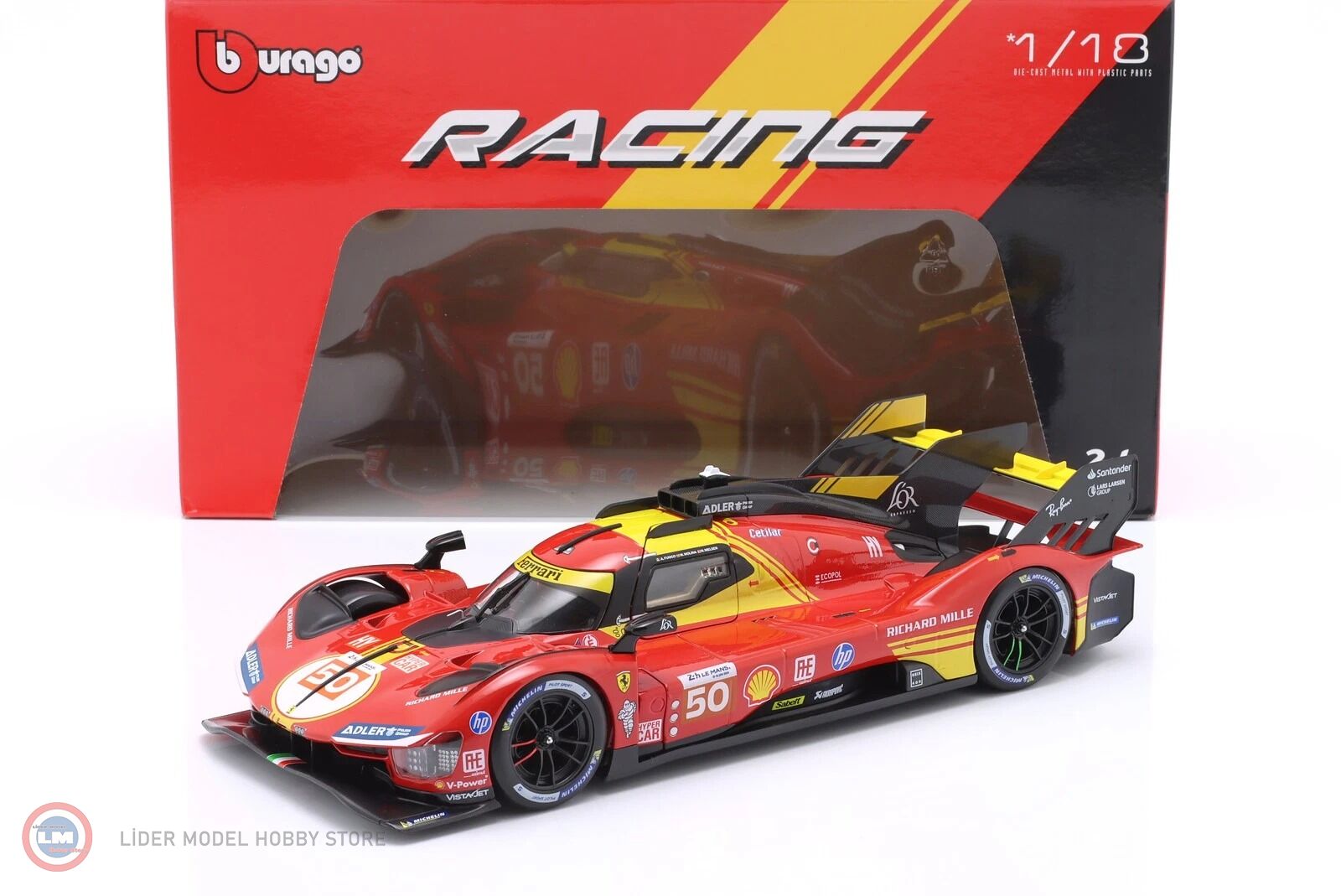 1:18 Burago Ferrari 499P #50 - Winner Le Mans 2024 Driven by Fuoco