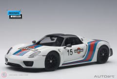 1:18 2013 Porsche 918 Spyder Weissach Package 77927 (White With Martini Livery)