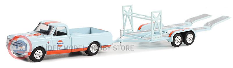 1:64 1968 Chevrolet C-10 Shortbed Gulf Oil and Gulf Oil Tandem Car Trailer
