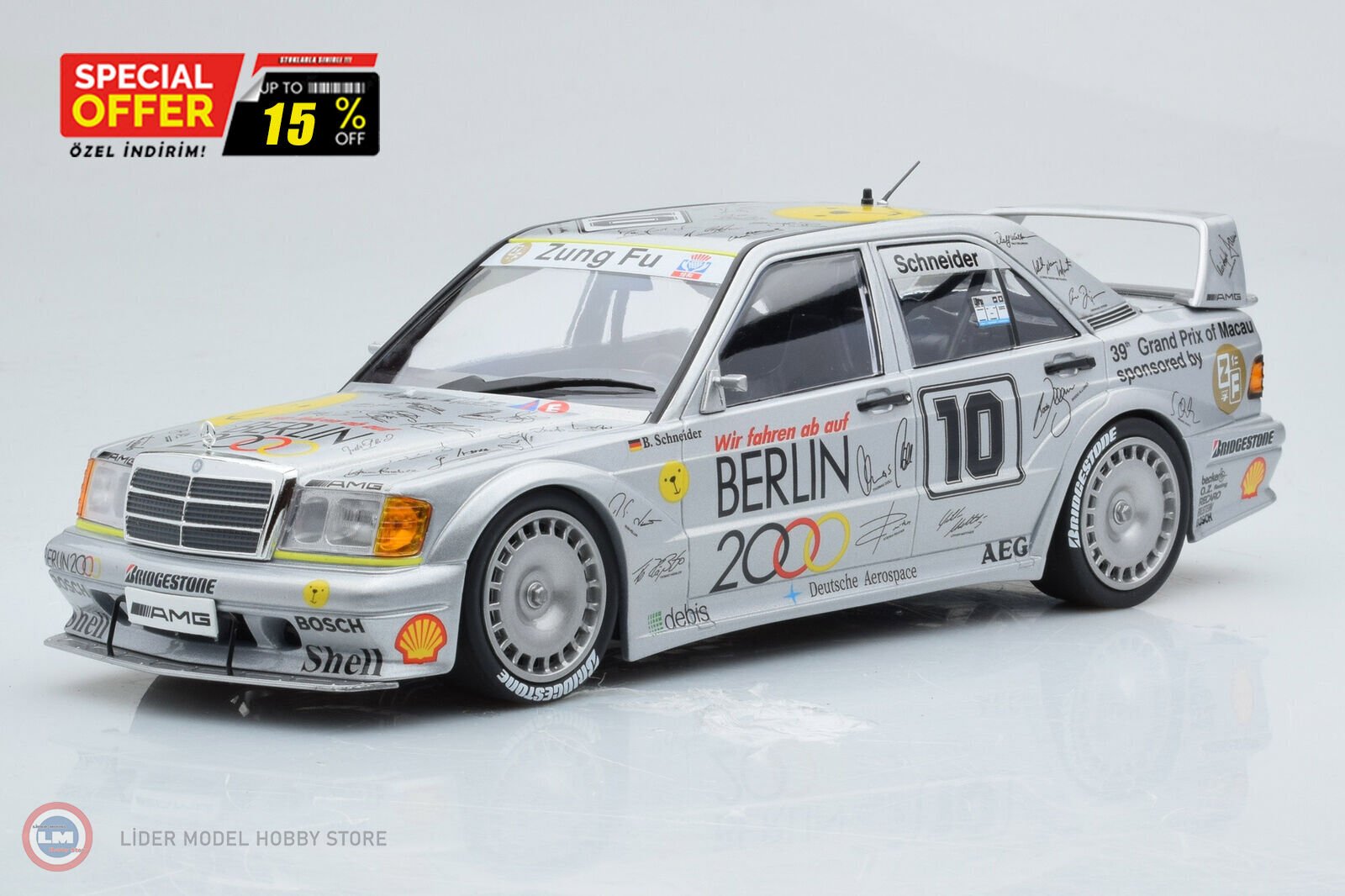 1:18 1992 Mercedes Benz 190E 2.5-16 EVO 2 - ZUNG FU - BERND SCHNEIDER - MACAO GUIA RACE