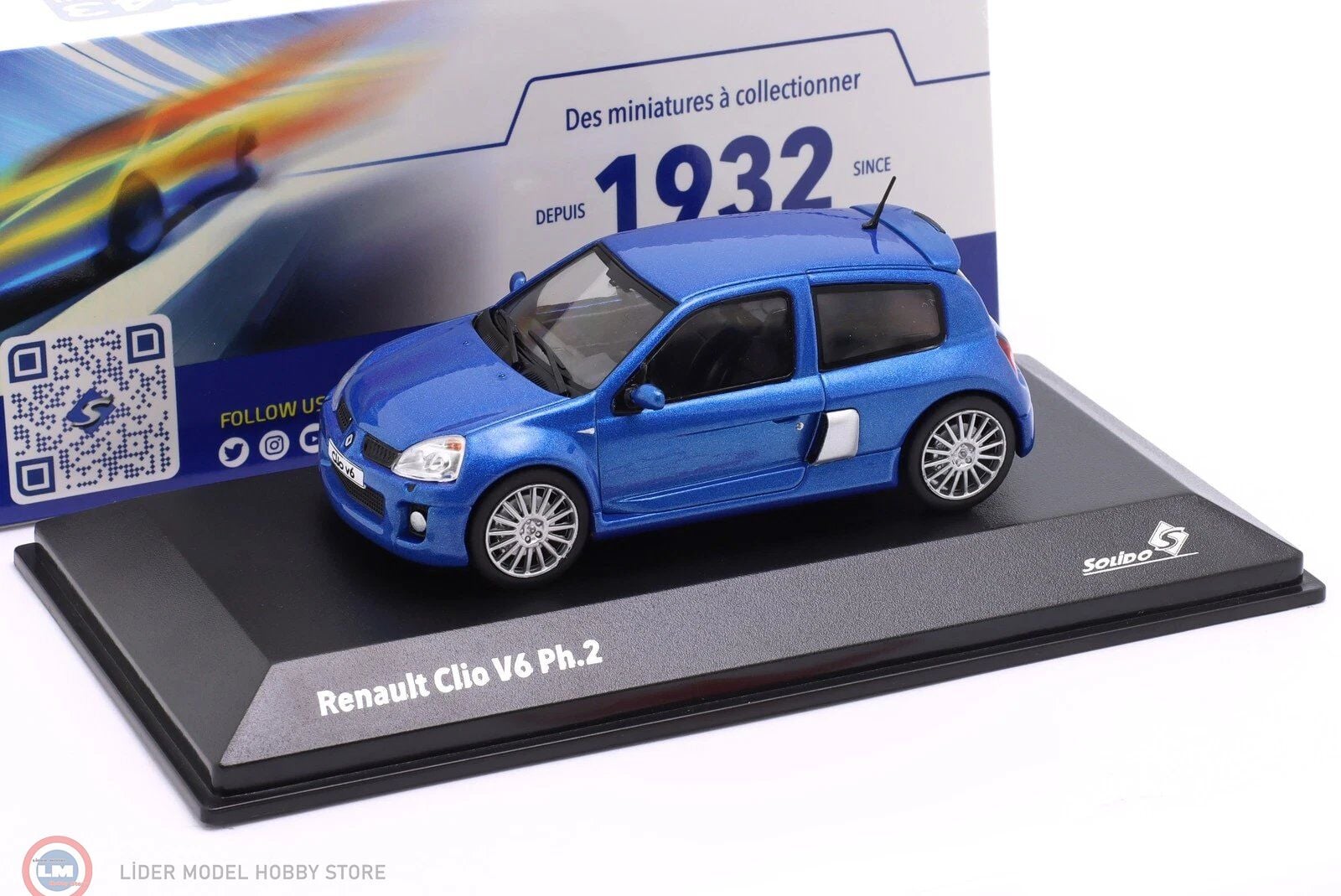 1:43 Solido 2003 Renault Clio V6 Ph.2 – Bleu Iliade