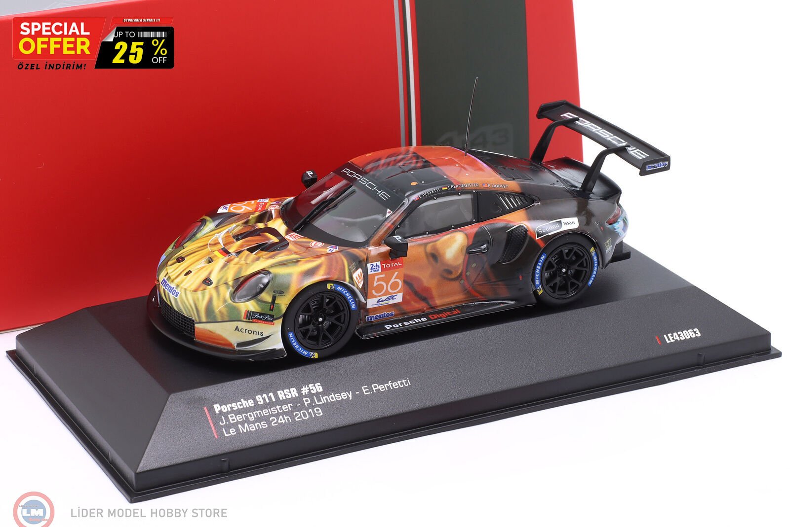 1:43 IXO 2019 Porsche 911 RSR #56 Winner LMGTE AM24h LeMans