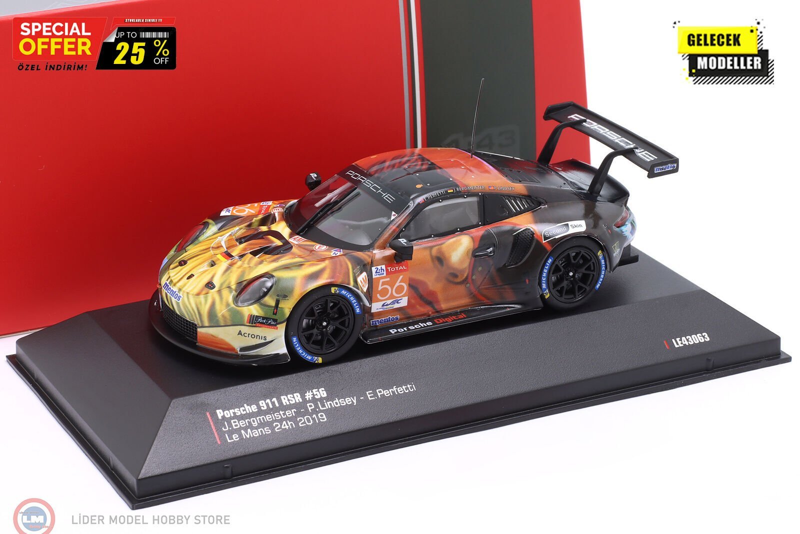 1:43 IXO 2019 Porsche 911 RSR #56 Winner LMGTE AM24h LeMans