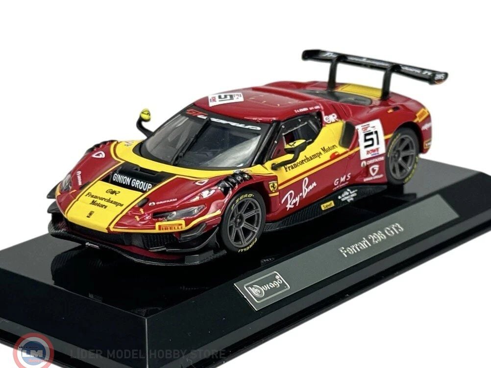 1:43 Burago Ferrari 296 GT3 #51 24H LE MANS 2025 (with showcase)