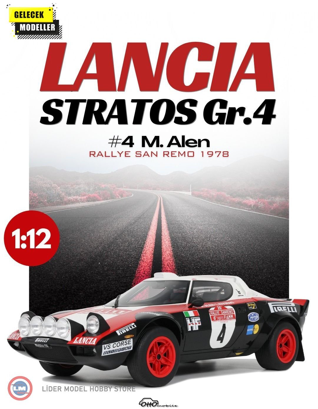 1:12 OTTO 1978 Lancia Stratos GR No:4 San Remo 999 Limitli