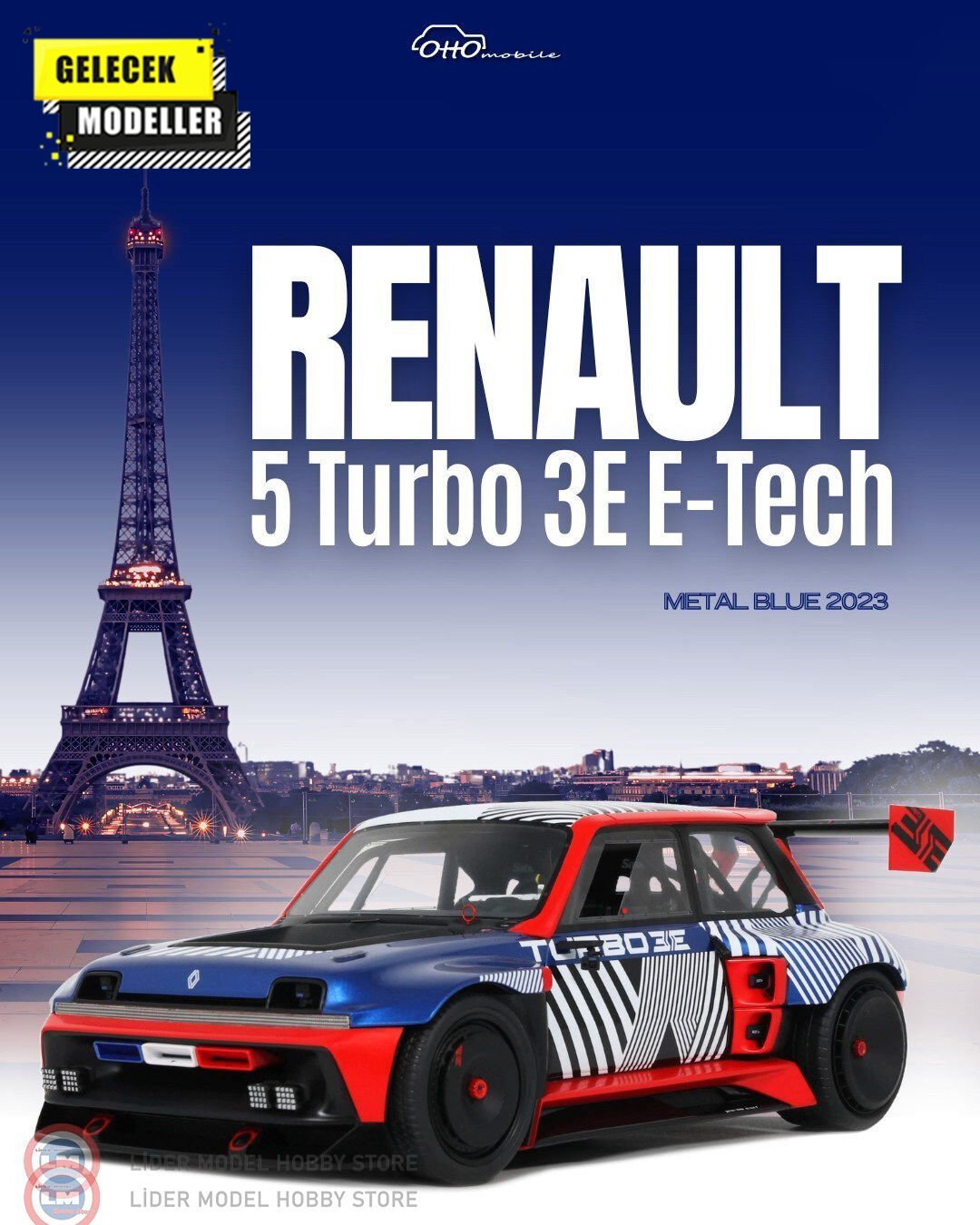 1:18 OTTO 2023 Renault 5 Turbo 3E E-Tech Metal Blue